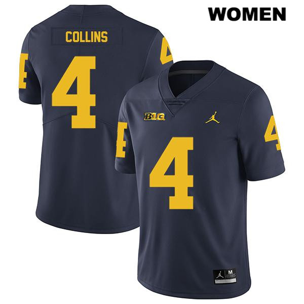 Women's NCAA Michigan Wolverines Nico Collins #4 Navy Jordan Brand Authentic Stitched Legend Football College Jersey AI25U73XE